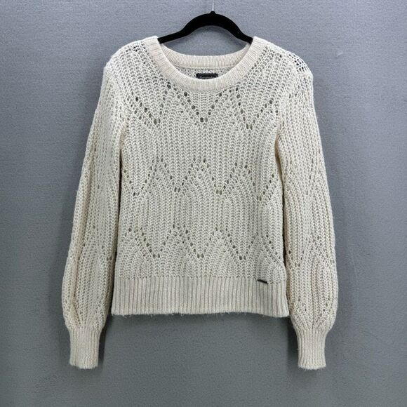 Abercrombie & Fitch Womens Heather Cream Stretch Wool Blend Sweater Size Small - Picture 1 of 8